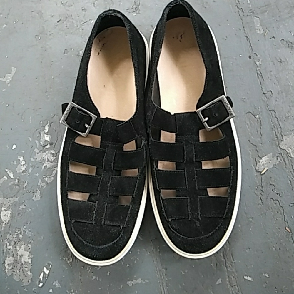 Black Suede Buckle Sneaker Sandals